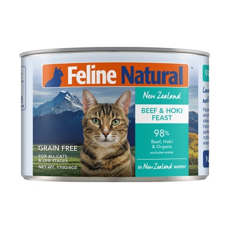 Feline Natural Beef and Hoki Feast Wet Cat Food 170g x 12 Cans